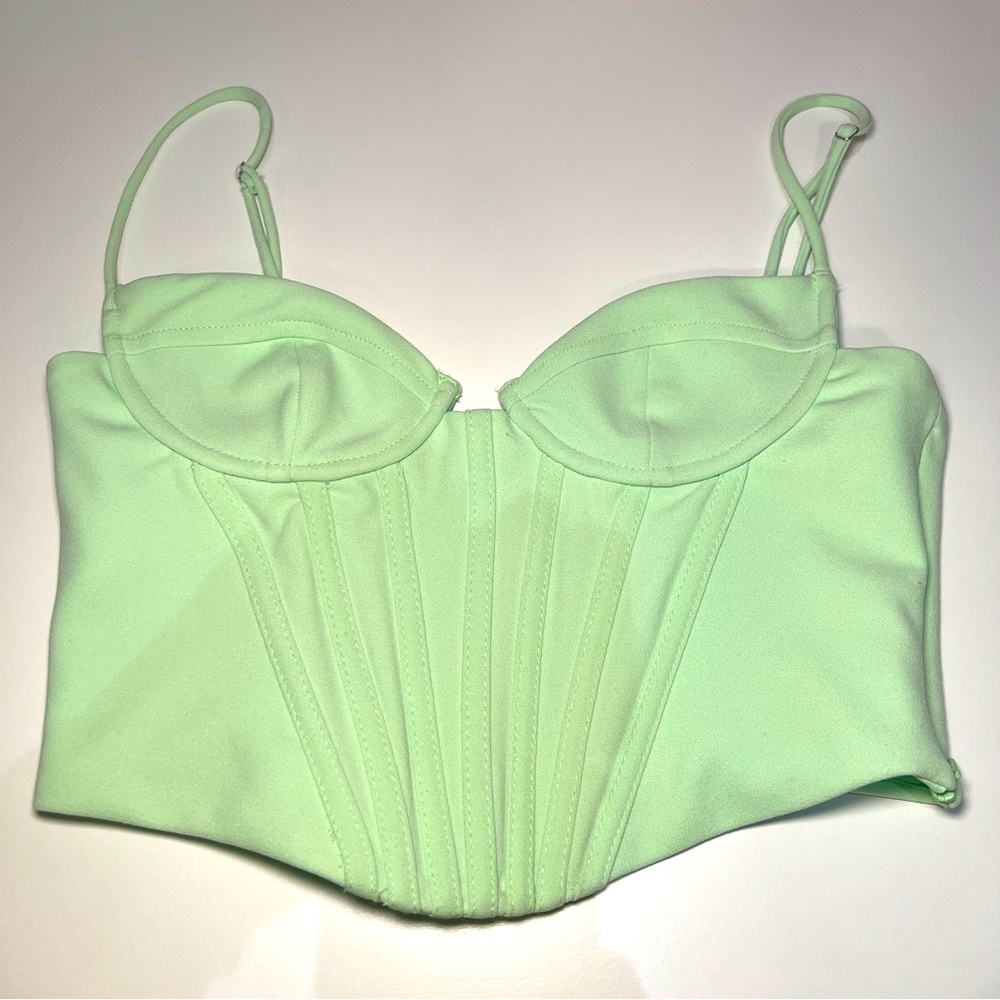 Zara mint green corset bustier top